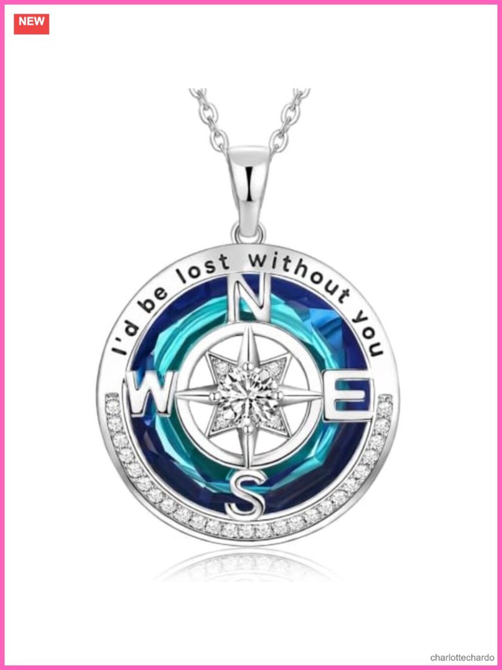 Compass Necklace 18k Real Gold Filled 925 Sterling Silver Pendant Gift for Wife